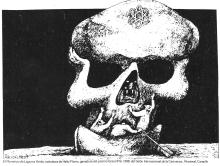 El Monstruo de Laguna Verde. Helio Flores. Caricatura ganadora del premio Grand Prix 1988, del Salón Internacional de la Caricatura, Montreal, Canadá