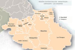 Mapa Coatza mina uxpanapan las choapas