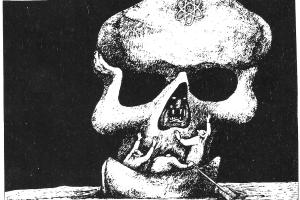 El Monstruo de Laguna Verde. Helio Flores. Caricatura ganadora del premio Grand Prix 1988, del Salón Internacional de la Caricatura, Montreal, Canadá
